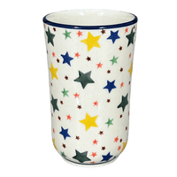 A picture of a Polish Pottery Tumbler, 12 oz in "Star Shower" by Ceramika Artystyczna | A076-359X as shown at PolishPotteryOutlet.com/products/c-a-12-oz-tumbler-star-shower-a076-359x