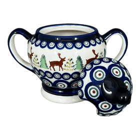 Polish Pottery Zaklady Bird Sugar Bowl (Evergreen Moose) | Y1234-A992A Additional Image at PolishPotteryOutlet.com