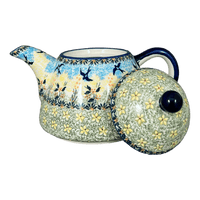 A picture of a Polish Pottery 0.9 Liter Teapot (Soaring Swallows) | C005S-WK57 as shown at PolishPotteryOutlet.com/products/0-9-liter-teapot-soaring-swallows-c005s-wk57