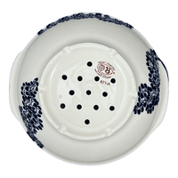 A picture of a Polish Pottery Zaklady 10" Colander (Blue Floral Vines) | Y1183A-D1210A as shown at PolishPotteryOutlet.com/products/10-colander-blue-floral-vines-y1183a-d1210a
