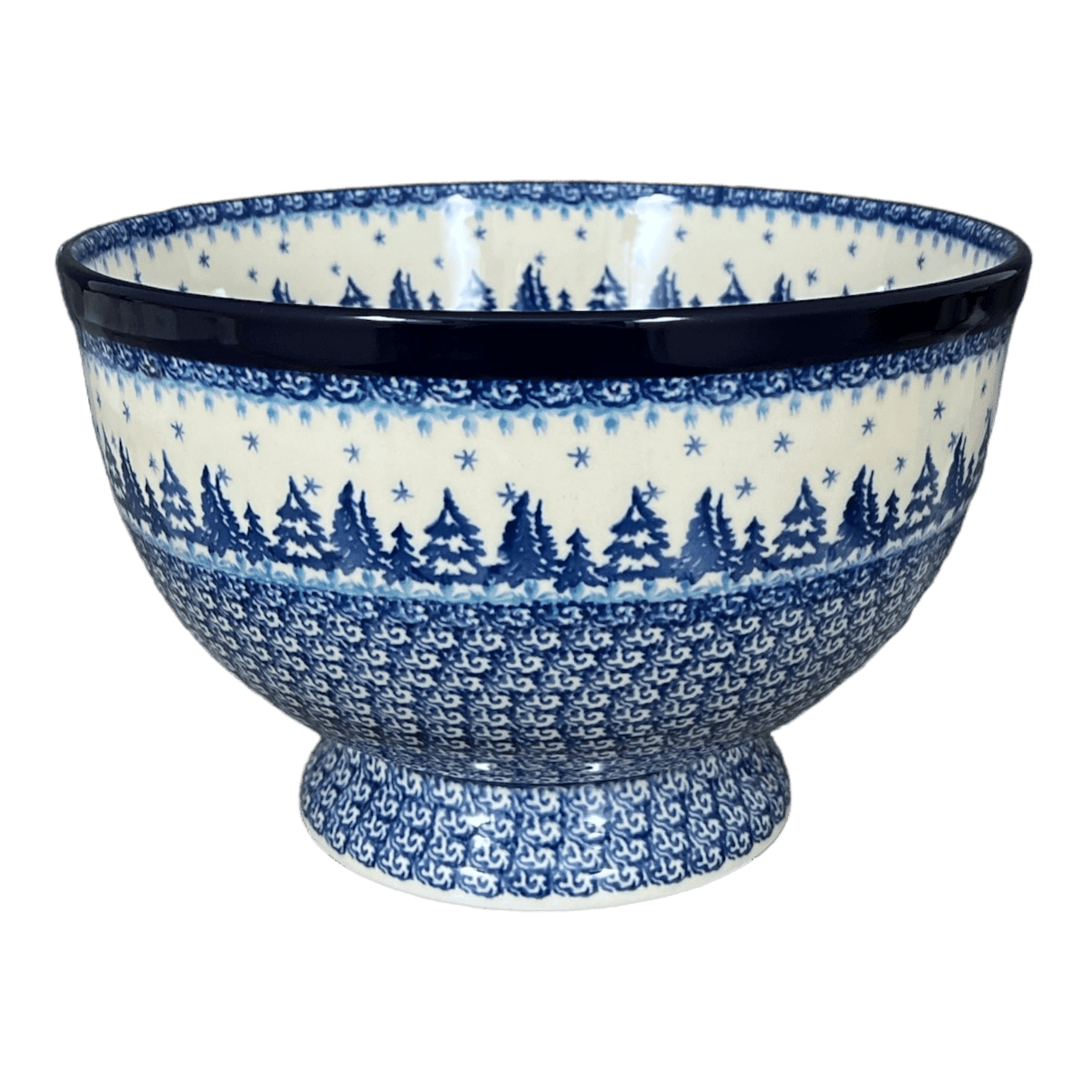 Bowl, Round, Deep, Pedestal, 10" in "Winter Skies" by Ceramika Artystyczna | A215-2826X