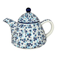 A picture of a Polish Pottery 0.9 Liter Teapot (Scattered Blues) | C005S-AS45 as shown at PolishPotteryOutlet.com/products/0-9-liter-teapot-scattered-blues-c005s-as45