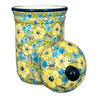 A picture of a Polish Pottery Zaklady 1 Liter Container (Sunny Meadow) | Y1243-ART332 as shown at PolishPotteryOutlet.com/products/1-liter-container-sunny-meadow-y1243-art332
