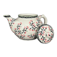 A picture of a Polish Pottery 1.5 Liter Teapot (Cherry Blossom) | C017S-DPGJ as shown at PolishPotteryOutlet.com/products/the-15-liter-teapot-cherry-blossom