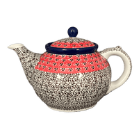 A picture of a Polish Pottery Teapot, 40 oz in "Coral Fans" by Ceramika Artystyczna | A060-2199X as shown at PolishPotteryOutlet.com/products/c-a-40-oz-teapot-coral-fans-a060-2199x