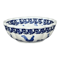 A picture of a Polish Pottery Bowl, Round, Blossom, 6" in "Rooster Blues" by Zaklady | Y1945A-D1149 as shown at PolishPotteryOutlet.com/products/6-blossom-bowl-rooster-blues-y1945a-d1149