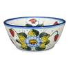 Polish Pottery Bowl, Round, 6", WR (WR12B) in "Strawberries & Blossoms" by W.R. Ceramika | WR12B-WR2 at PolishPotteryOutlet.com