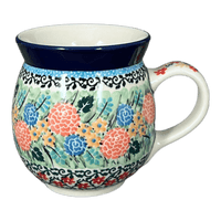 A picture of a Polish Pottery CA 16 oz. Belly Mug (Garden Trellis) | A073-U2123 as shown at PolishPotteryOutlet.com/products/c-a-16-oz-belly-mug-garden-trellis-a073-u2123