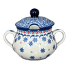 Polish Pottery 3.5" Traditional Sugar Bowl (Snowflake Love) | C015U-PS01 at PolishPotteryOutlet.com