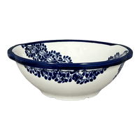 A picture of a Polish Pottery Zaklady 10" Colander (Blue Floral Vines) | Y1183A-D1210A as shown at PolishPotteryOutlet.com/products/10-colander-blue-floral-vines-y1183a-d1210a