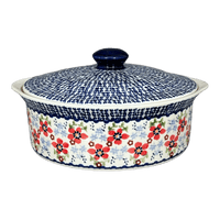 A picture of a Polish Pottery 8" Deep Round Baker with Lid (Summer Bouquet) | Z128T-MM01 as shown at PolishPotteryOutlet.com/products/deep-round-baker-w-lid-summer-bouquet-z128t-mm01