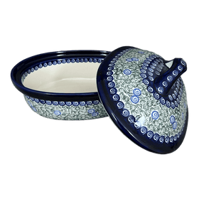 Polish Pottery Zaklady 12.5" x 10" Large Covered Baker (Spring Swirl) | Y1158-A1073A Additional Image at PolishPotteryOutlet.com