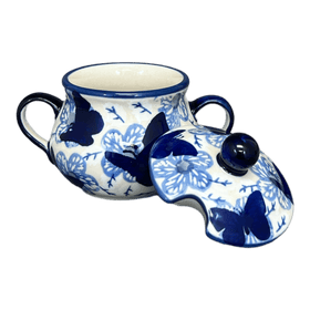 Polish Pottery 3.5" Traditional Sugar Bowl (Blue Butterfly) | C015U-AS58 Additional Image at PolishPotteryOutlet.com