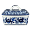 Polish Pottery Butter Box (Duet in Blue) | M078S-SB01 at PolishPotteryOutlet.com