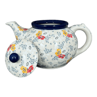 A picture of a Polish Pottery Teapot, 40 oz in "Soft Bouquet" by Ceramika Artystyczna | A060-2378X as shown at PolishPotteryOutlet.com/products/c-a-40-oz-teapot-soft-bouquet-a060-2378x