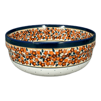 A picture of a Polish Pottery Bowl, Round, Magnolia, 8" in "Orange Wreath" by Zaklady | Y835A-DU52 as shown at PolishPotteryOutlet.com/products/8-round-magnolia-bowl-orange-wreath-y835a-du52