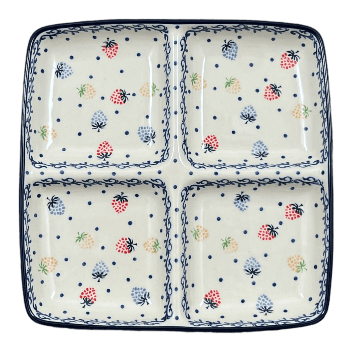 Divided Square Dish, 9.75" in "Mixed Berries" by Ceramika Artystyczna | AB40-1449X