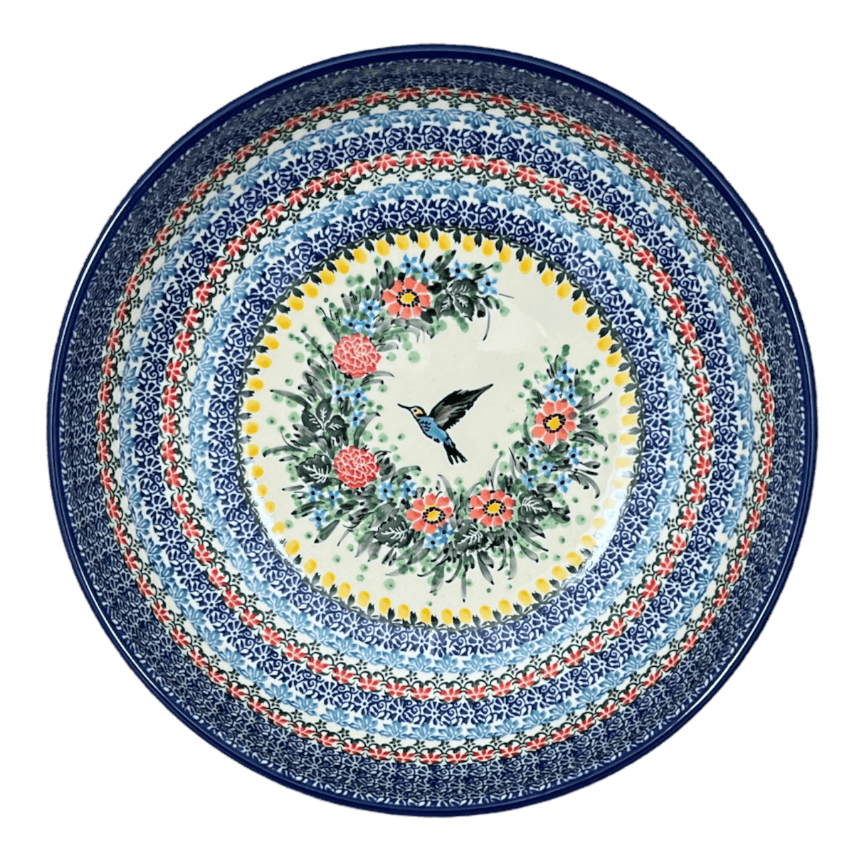 Bowl, Round, Serving, 10.5" in "Hummingbird Bouquet" by Ceramika Artystyczna | AC36-U3357