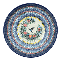 A picture of a Polish Pottery Bowl, Round, Serving, 10.5" in "Hummingbird Bouquet" by Ceramika Artystyczna | AC36-U3357 as shown at PolishPotteryOutlet.com/products/10-5-serving-bowl-hummingbird-bouquet-ac36-u3357