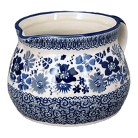 A picture of a Polish Pottery 1 Liter Pitcher (Blue Life) | D044S-EO39 as shown at PolishPotteryOutlet.com/products/1-liter-wide-mouth-pitcher-blue-life-d044s-eo39