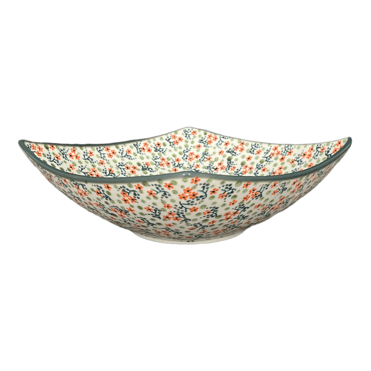 Bowl, Square, Nut, Large, 10.5" in "Peach Blossoms - Solid Rim" by Manufaktura | M121S-AS46A