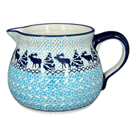A picture of a Polish Pottery 1.5 Liter Pitcher (Peaceful Season) | D043T-JG24 as shown at PolishPotteryOutlet.com/products/1-5-l-wide-mouth-pitcher-peaceful-season-d043t-jg24