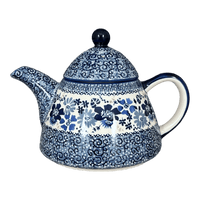 A picture of a Polish Pottery 0.9 Liter Teapot (Blue Life) | C005S-EO39 as shown at PolishPotteryOutlet.com/products/0-9-liter-teapot-blue-life-c005s-eo39