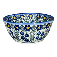 A picture of a Polish Pottery Bowl, Round, 6", WR (WR12B) in "Modern Blue Cascade" by W.R. Ceramika | WR12B-GP1 as shown at PolishPotteryOutlet.com/products/6-bowl-modern-blue-cascade-wr12b-gp1