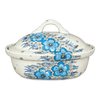 Polish Pottery Zaklady 12.5" x 10" Large Covered Baker (Something Blue) | Y1158-ART374 at PolishPotteryOutlet.com