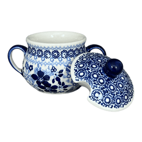 Polish Pottery 3.5" Traditional Sugar Bowl (Duet in Blue) | C015S-SB01 Additional Image at PolishPotteryOutlet.com