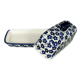 Butter Dish, American, 4" x 7.5" in "Floral Revival Blue" by Manufaktura | M074U-MKOB