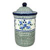 Polish Pottery Zaklady 2 Liter Container (Blue Tulips) | Y1244-ART160 at PolishPotteryOutlet.com