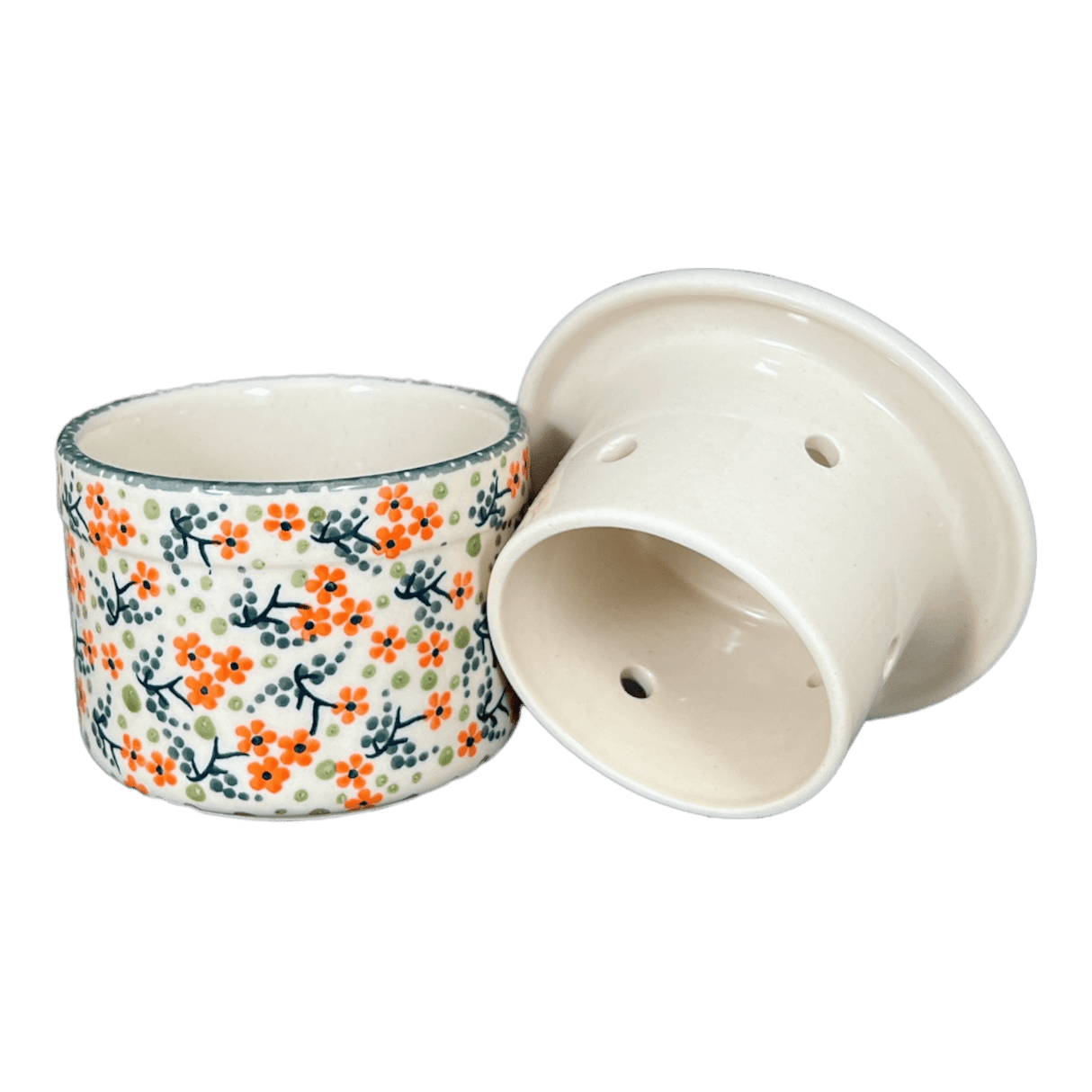 Butter Crock, 4.5" in "Peach Blossoms" by Manufaktura | M136S-AS46