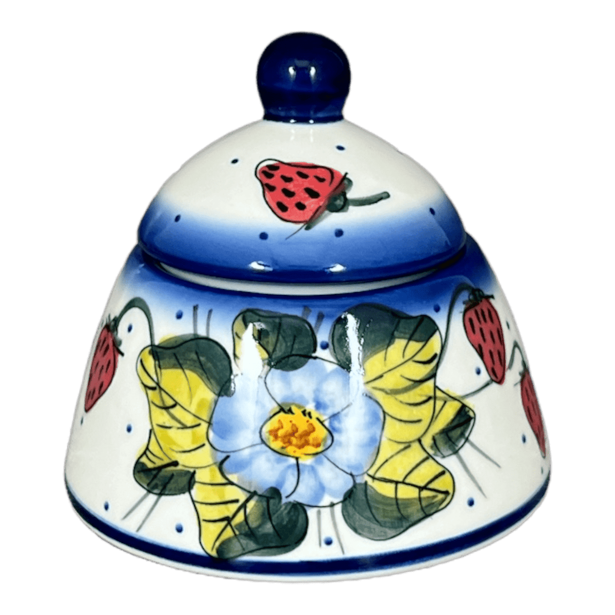 Bowl, Bell-Shaped, Sugar Bowl, 4", WR (WR9A) in "Strawberries & Blossoms" by W.R. Ceramika | WR9A-WR2