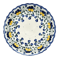 A picture of a Polish Pottery Pan, Tart, 9.8", WR (WR52D) in "Pansy Wreath" by W.R. Ceramika | WR52D-EZ2 as shown at PolishPotteryOutlet.com/products/tart-pan-pansy-wreath-wr52d-ez2