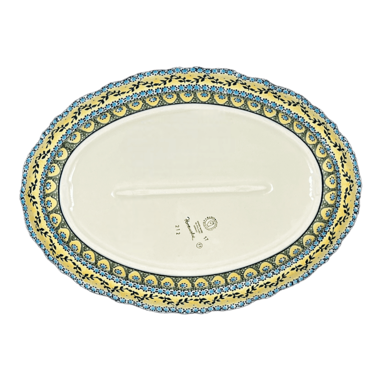 Platter, Oval, Scalloped, 16.75" x 12.25" Large in "Sunnyside Up" by Manufaktura | P165S-GAJ