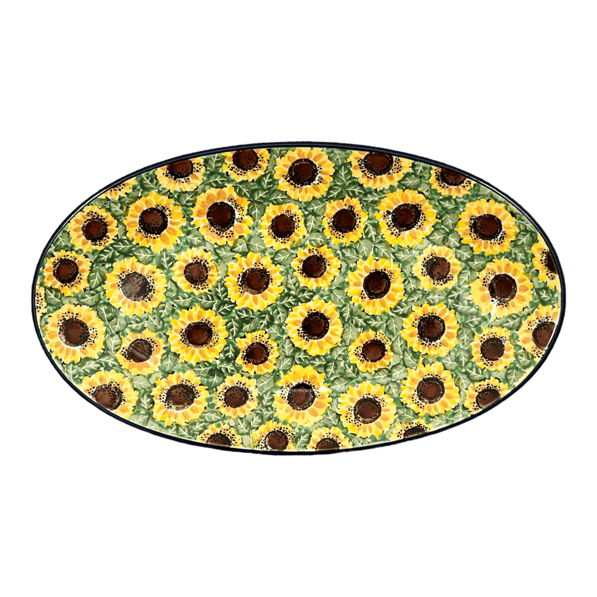 Platter, Oval, 14.75" x 8.5" in "Sunflower Field" by Ceramika Artystyczna | A205-U4737