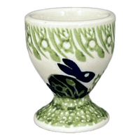 A picture of a Polish Pottery 2.5" Egg Cup (Bunny Love) | J050T-P324 as shown at PolishPotteryOutlet.com/products/2-5-egg-cup-bunny-love-j050t-p324