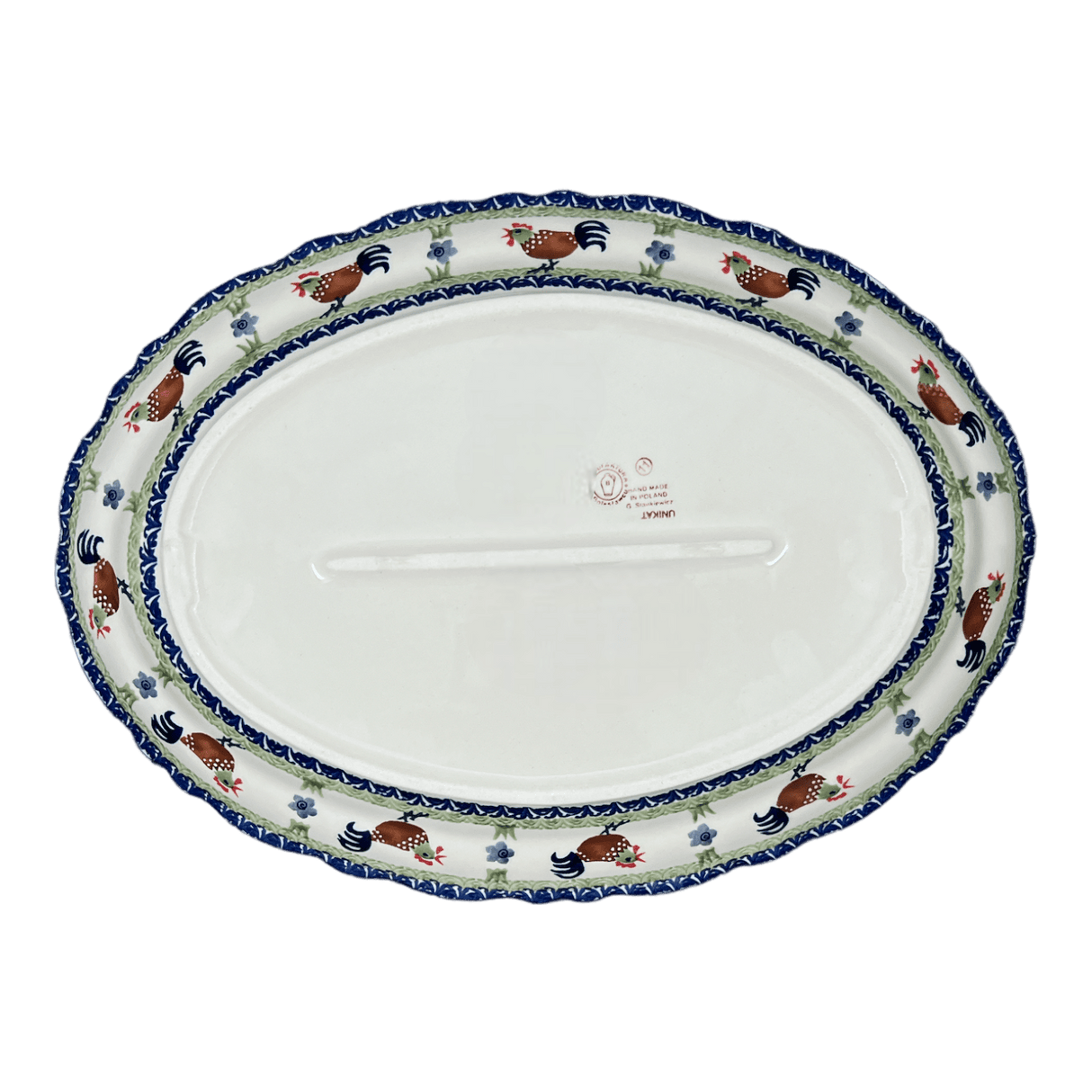 Platter, Oval, Scalloped, 16.75" x 12.25" Large in "Chicken Dance" by Manufaktura | P165U-P320