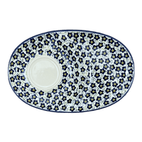 A picture of a Polish Pottery Plate, Round, Soup & Sandwich, 11.75" x 7.25" in "Floral Revival Blue" by Manufaktura | P006U-MKOB as shown at PolishPotteryOutlet.com/products/soup-and-sandwich-plate-floral-revival-blue-p006u-mkob