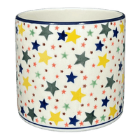 A picture of a Polish Pottery Flower Pot, 4.75" in "Star Shower" by Ceramika Artystyczna | A361-359X as shown at PolishPotteryOutlet.com/products/c-a-4-75-flower-pot-star-shower-a361-359x