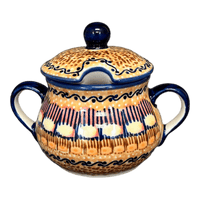 A picture of a Polish Pottery 3.5" Traditional Sugar Bowl (Desert Sunrise) | C015U-KLJ as shown at PolishPotteryOutlet.com/products/the-traditional-sugar-bowl-desert-sunrise