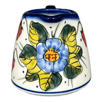 A picture of a Polish Pottery Creamer Bell, 3.25", WR (WR16A) in "Strawberries & Blossoms" by W.R. Ceramika | WR16A-WR2 as shown at PolishPotteryOutlet.com/products/wr-creamer-bell-strawberries-blossoms-wr16a-wr2