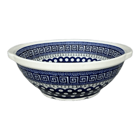 A picture of a Polish Pottery Zaklady 10" Colander (Grecian Dot) | Y1183A-D923 as shown at PolishPotteryOutlet.com/products/10-colander-grecian-dot-y1183a-d923