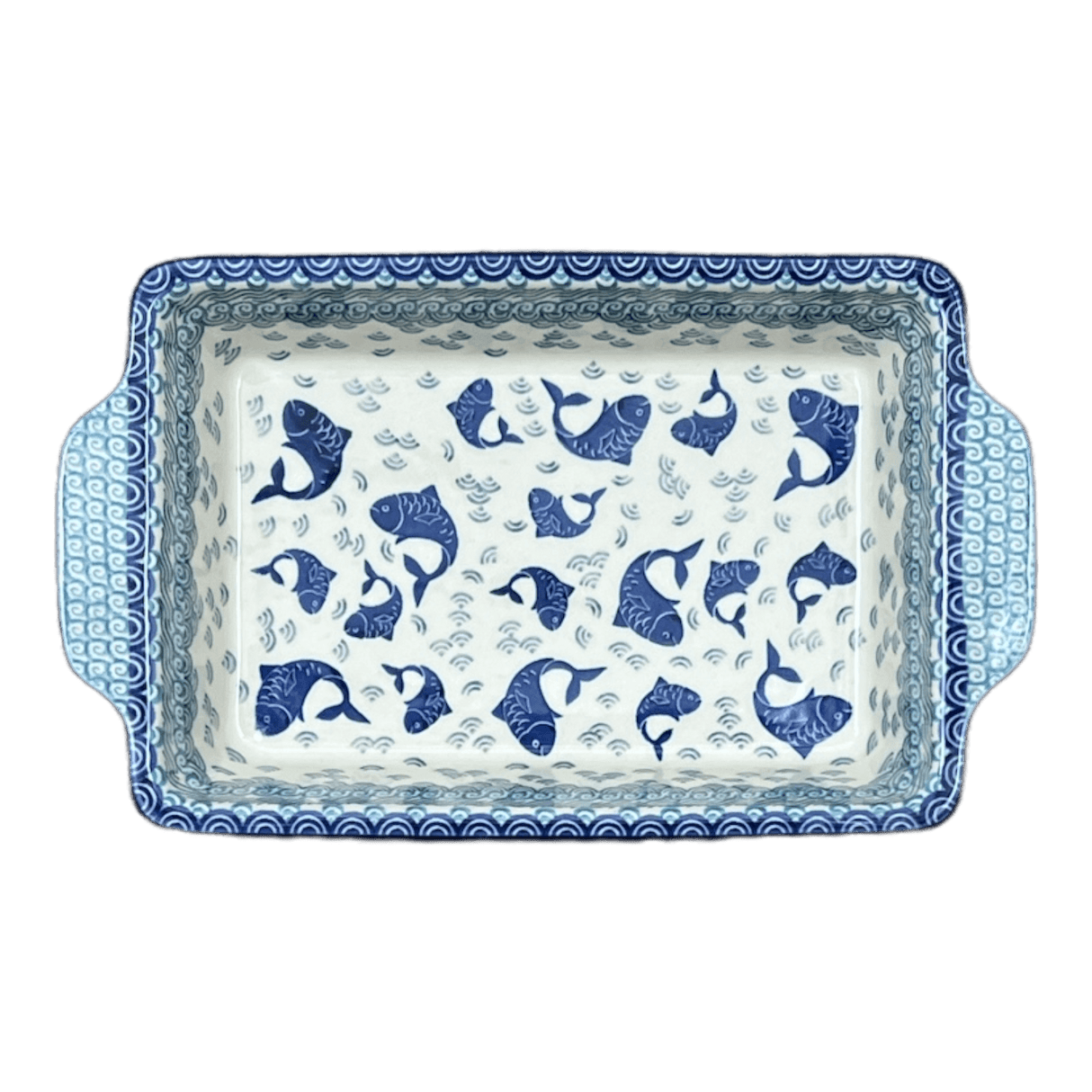 Casserole, Rectangular, Handles, 13" x 8" in "Koi Pond" by Ceramika Artystyczna | AA59-2372X