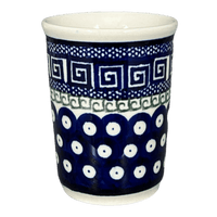 A picture of a Polish Pottery Zaklady 10 oz. Tumbler (Grecian Dot) | Y1519-D923 as shown at PolishPotteryOutlet.com/products/10-oz-tumbler-grecian-dot-y1519-d923
