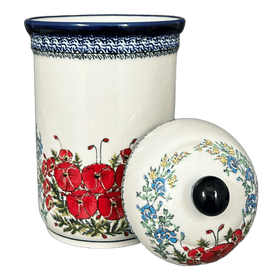 Polish Pottery Zaklady 2 Liter Container (Floral Crescent) | Y1244-ART237 Additional Image at PolishPotteryOutlet.com