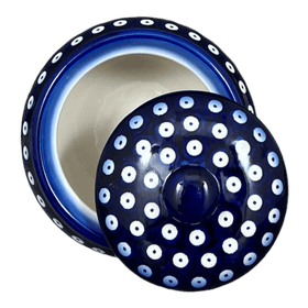 Polish Pottery Container, Round, Covered, 5" x 4", WR (WR31I) in "Dot to Dot" by W.R. Ceramika | WR31I-SM2 Additional Image at PolishPotteryOutlet.com