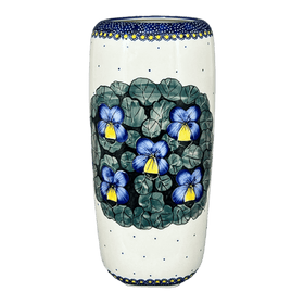 Polish Pottery 11.75" Tall Vase (Pansies) | W044S-JZB Additional Image at PolishPotteryOutlet.com