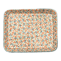 A picture of a Polish Pottery Baker, Rectangular, 10" x 13" in "Peach Blossoms" by Manufaktura | P105S-AS46 as shown at PolishPotteryOutlet.com/products/10-x-13-rectangular-baker-peach-blossoms-p105s-as46